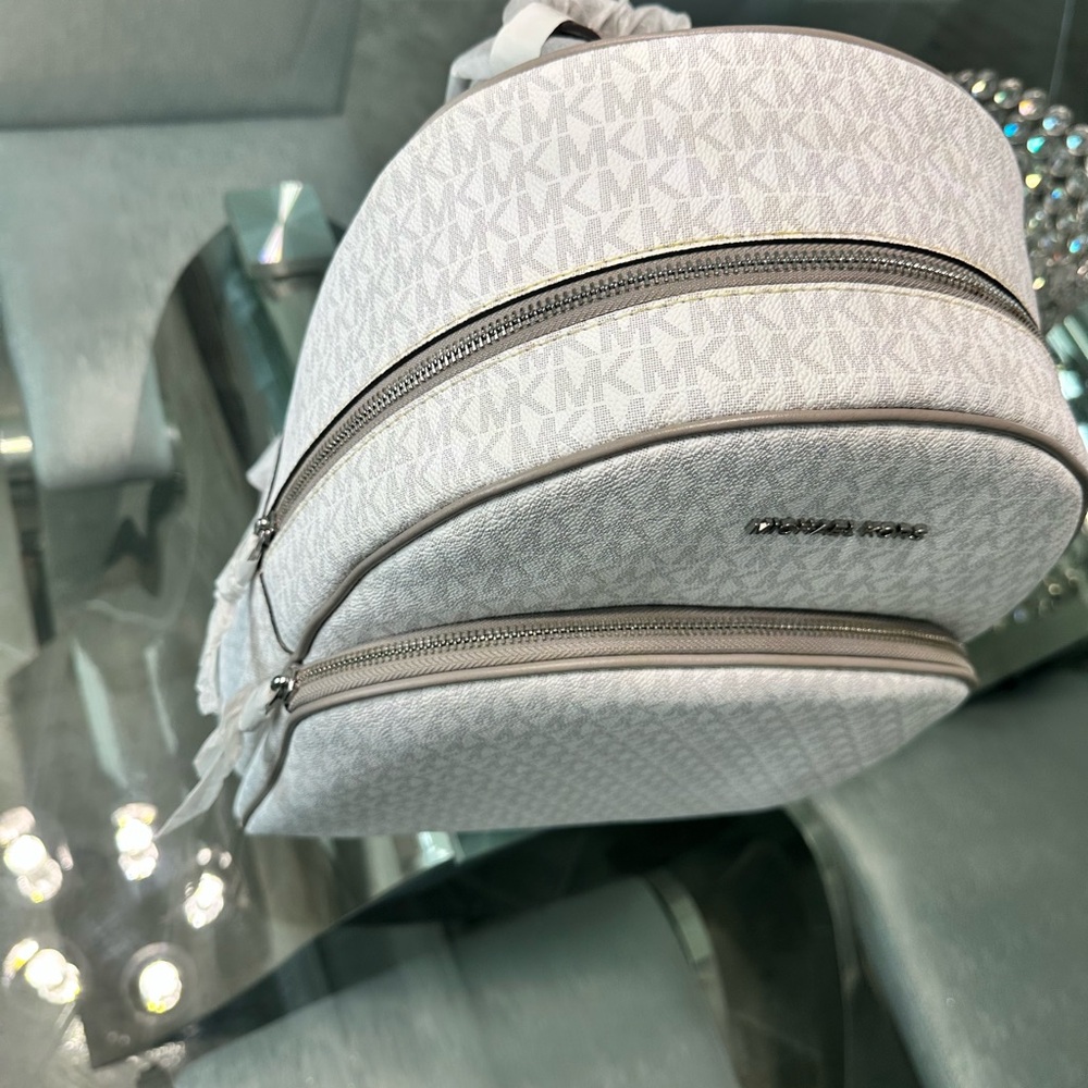 Michael Kors Light Gray Monogram Backpack NWT
